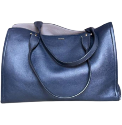 Grand sac cabas Lancel en cuir bleu marine